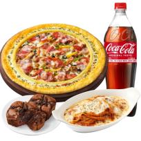 피자헛 수퍼슈프림 리치골드L+쇼콜라브라우니 더블 + 리치치즈파스타 + 콜라1.25L